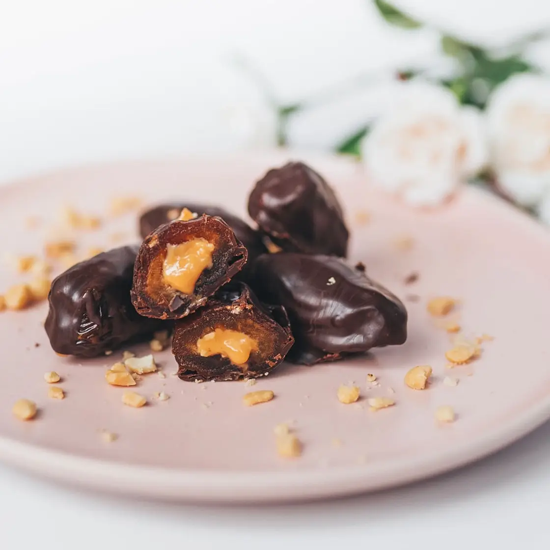 3 Ingredient Snickers Stuffed Dates