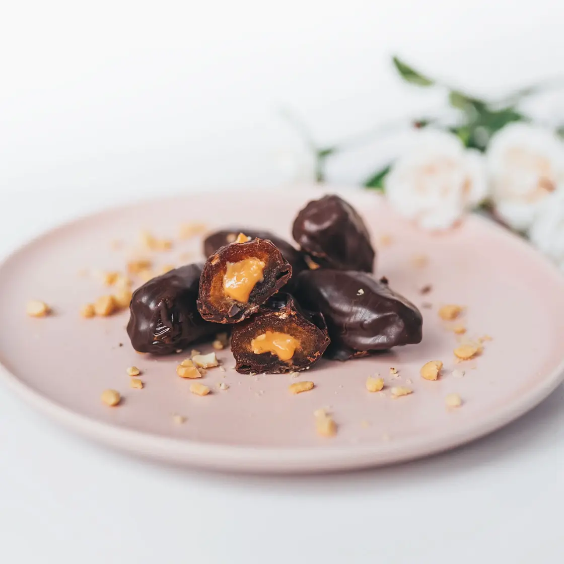 3 Ingredient Snickers Stuffed Dates