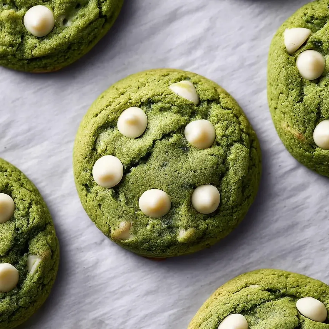 Easy Brown Butter Matcha White Chocolate Cookies