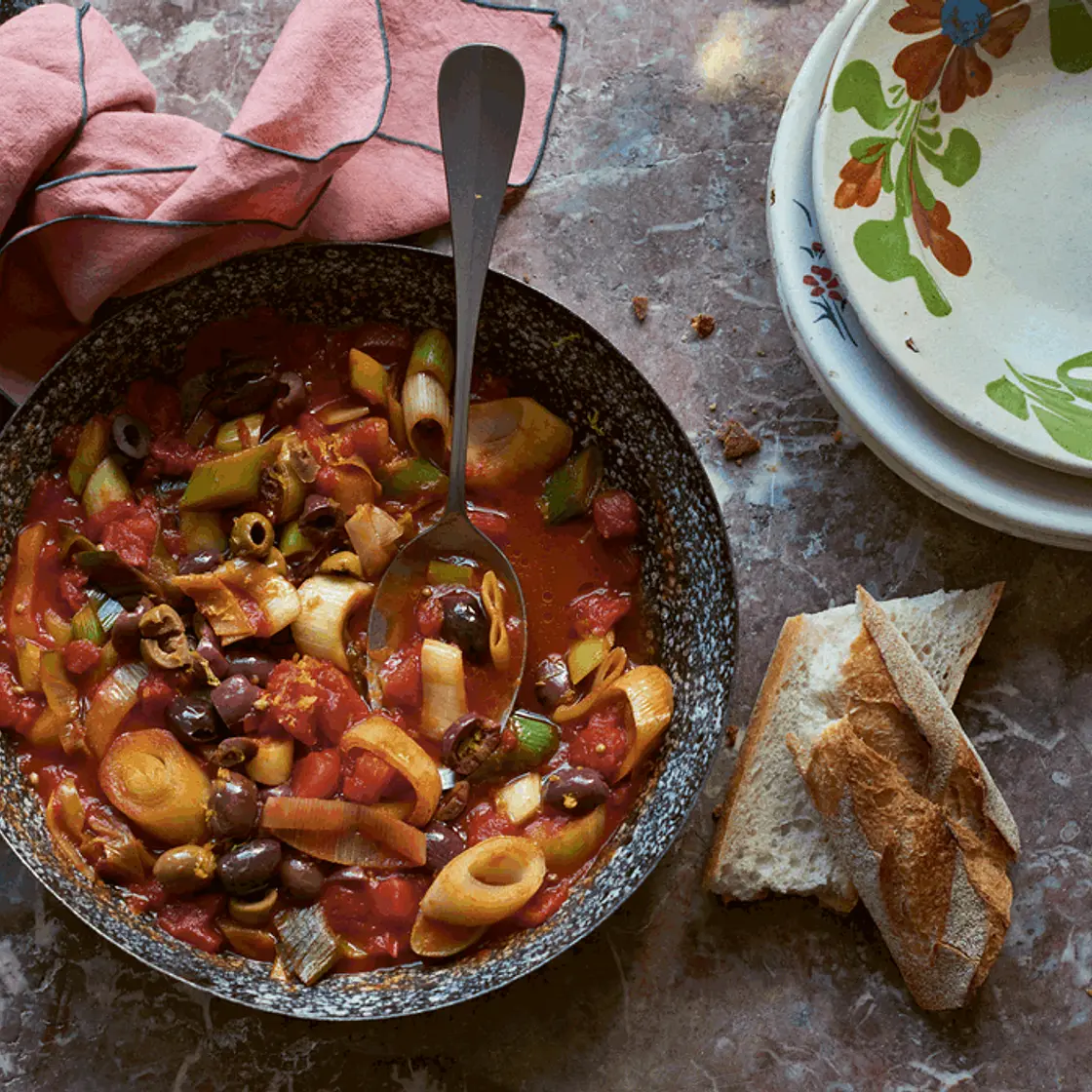 Leek stew with olives (mâncare de praz cu măsline)