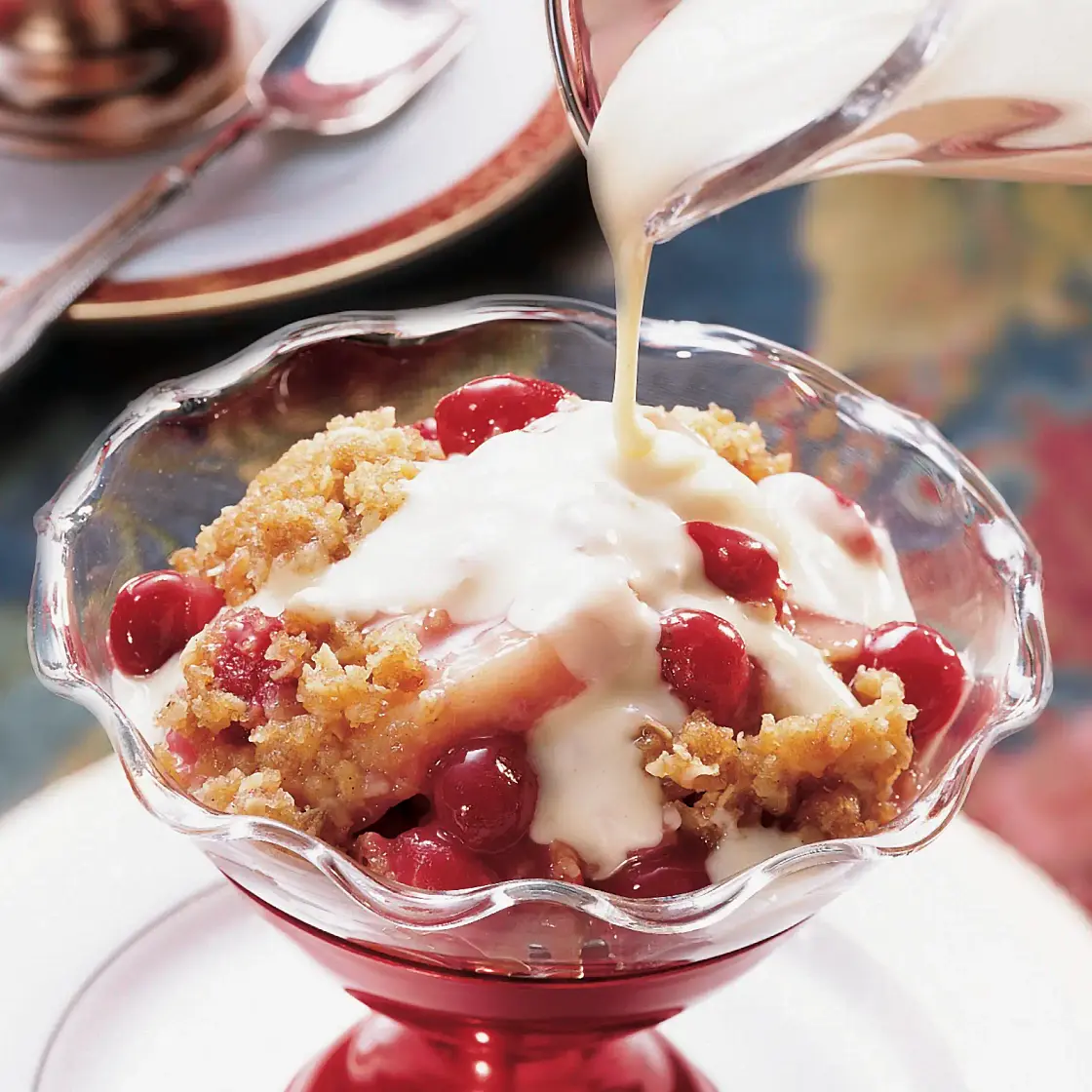 Apple-Cranberry Crisp with Eggnog Sauce