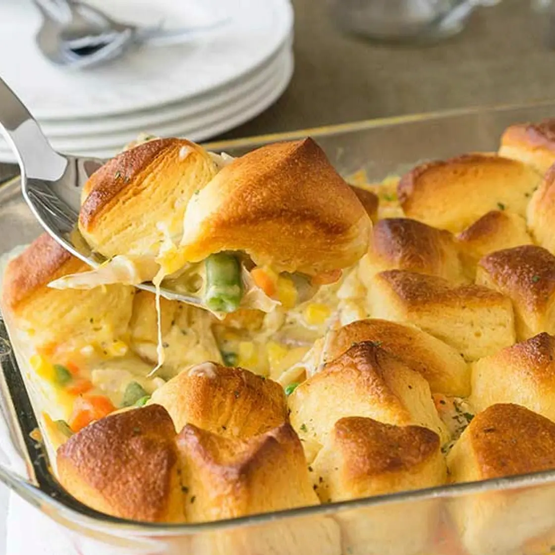 Chicken Pot Pie Bake with Biscuits