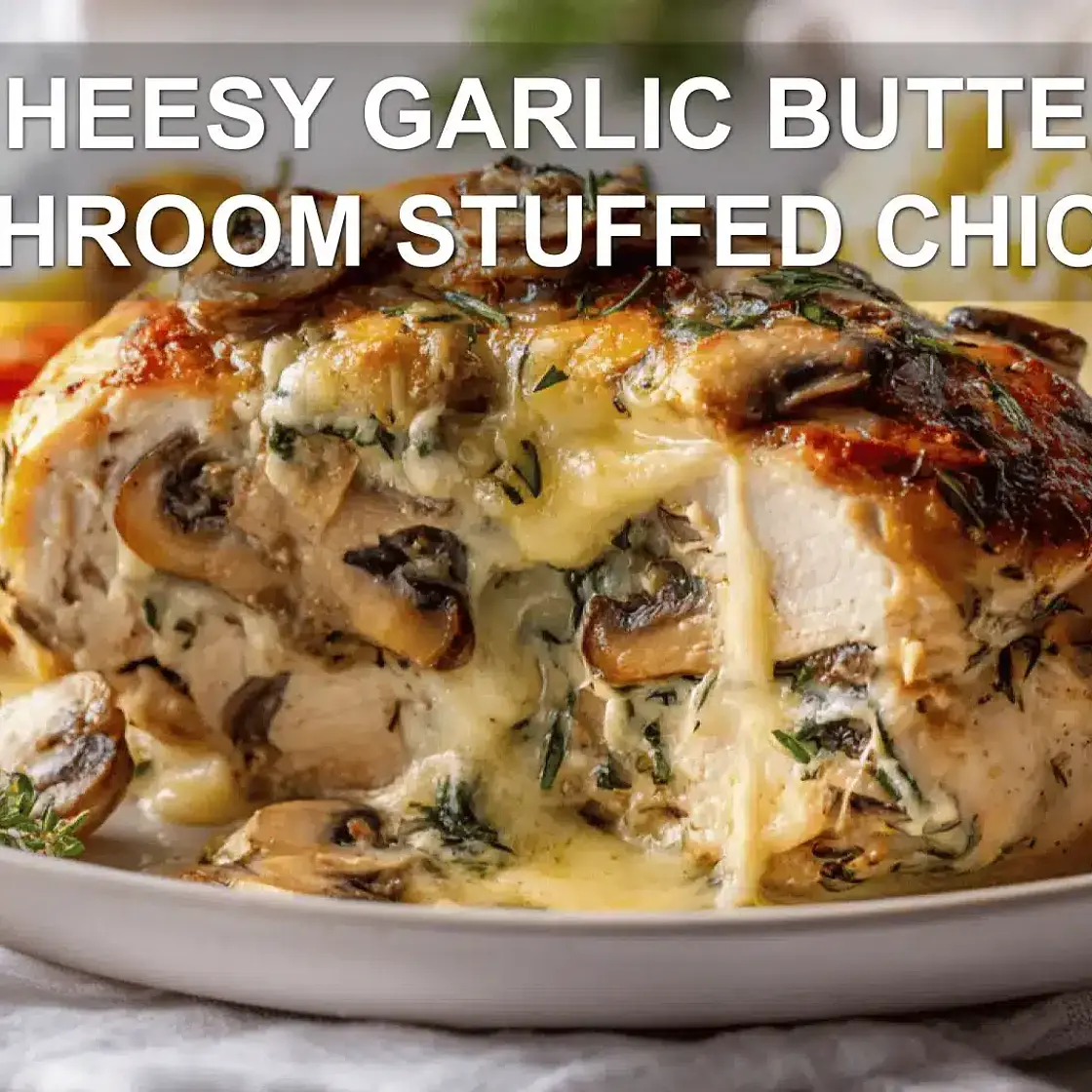 CHEESY GARLIC BUTTER MUSHROOM STUFFED CHICKEN