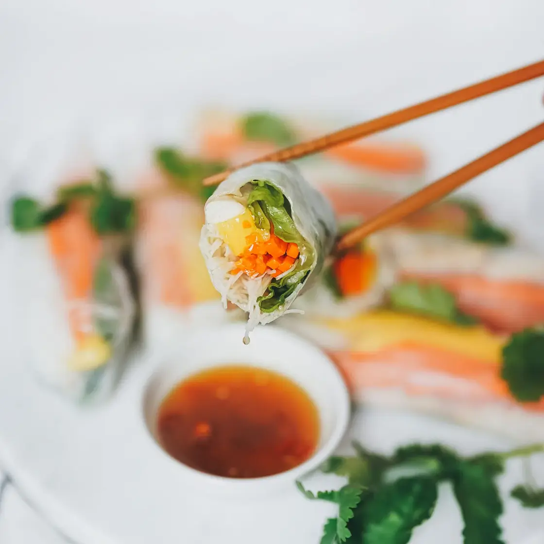 Mango Chicken Rice Paper Rolls