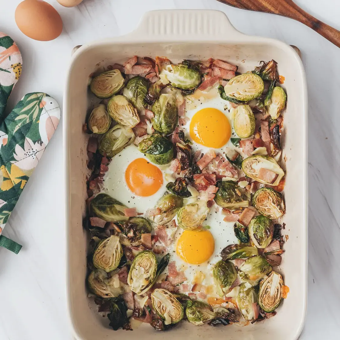 Sheet Pan Brussels Sprouts Egg Hash