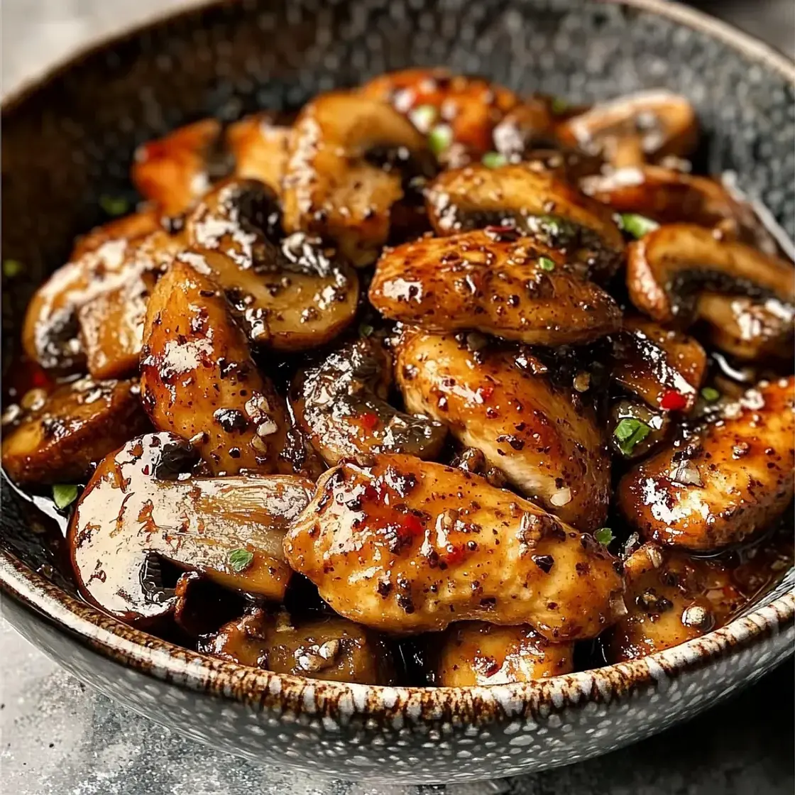 Black Pepper Chicken with Mushrooms