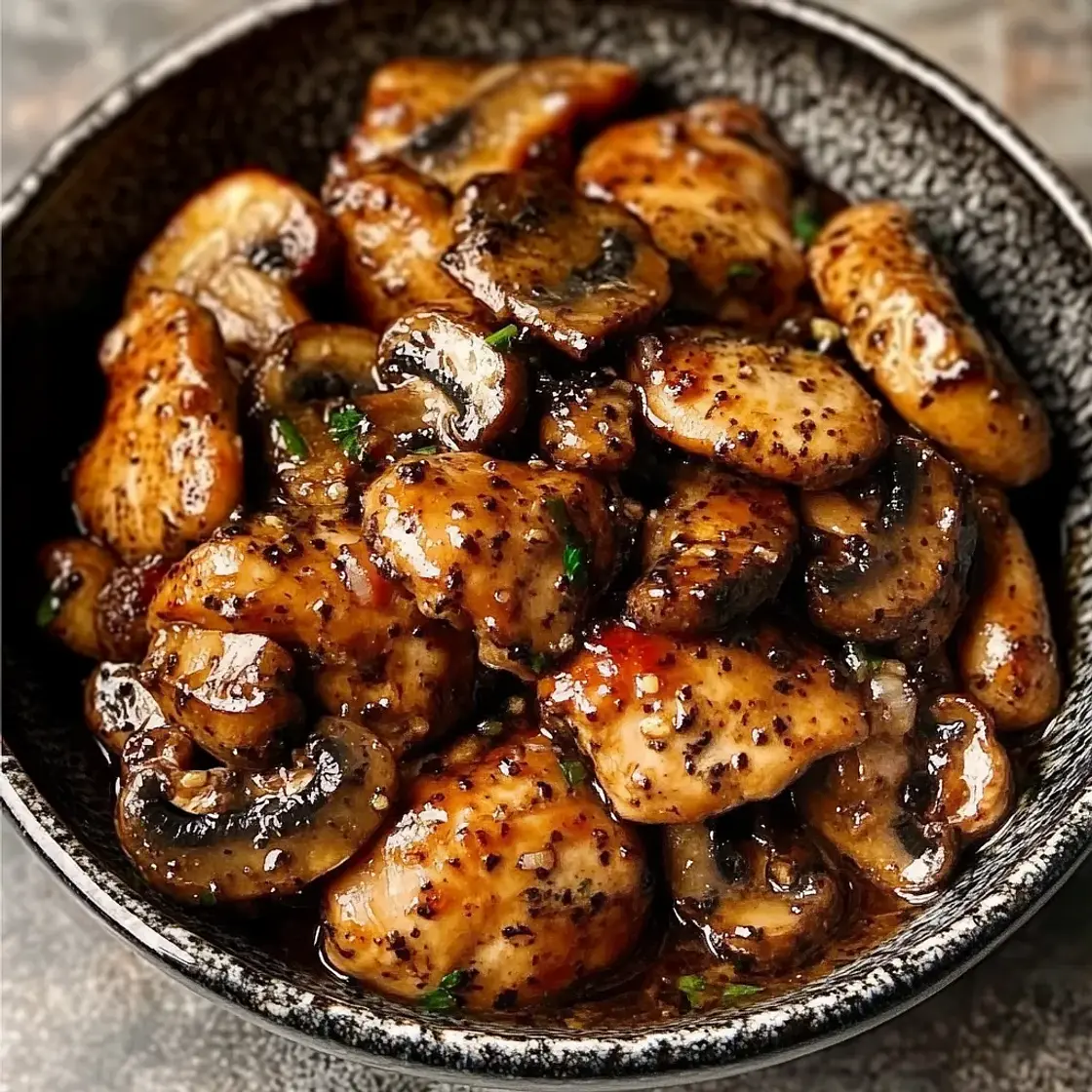 Black Pepper Chicken with Mushrooms