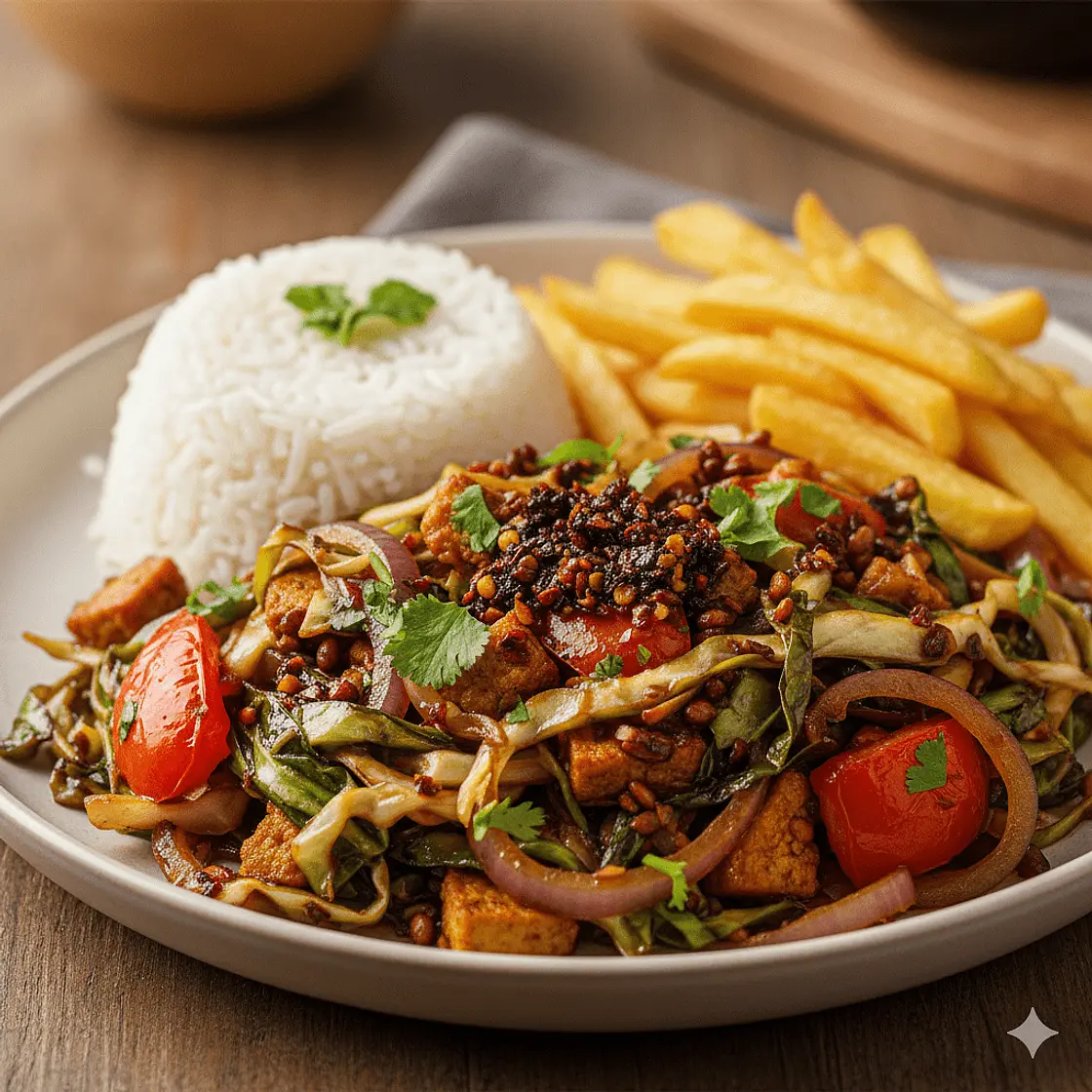 Col saltada (mi versión vegana del lomo saltado peruano)