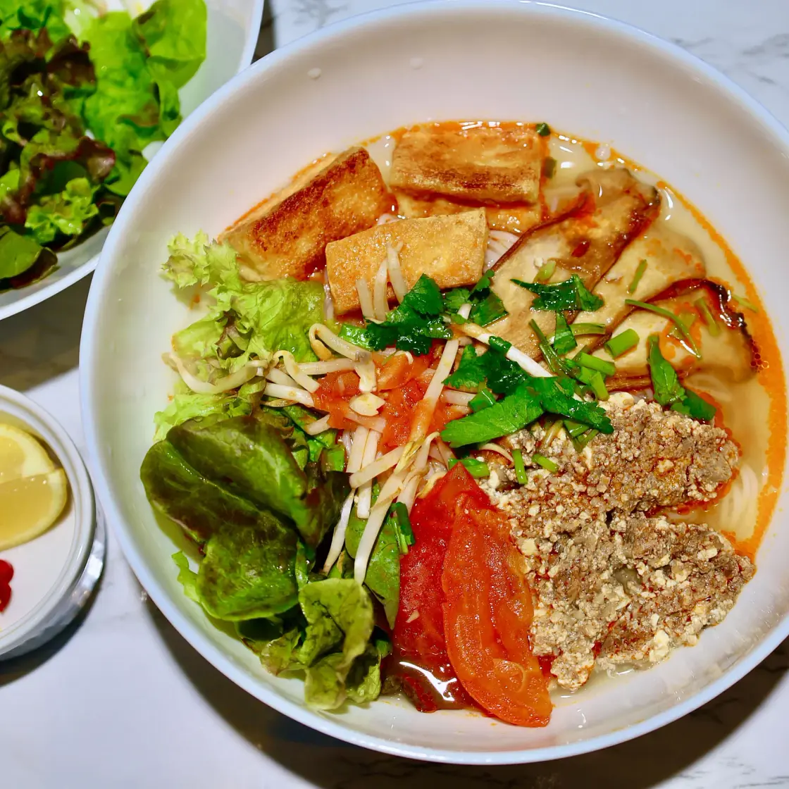 Bun Rieu Chay (Vietnamese Vegan Crab Noodle Soup)