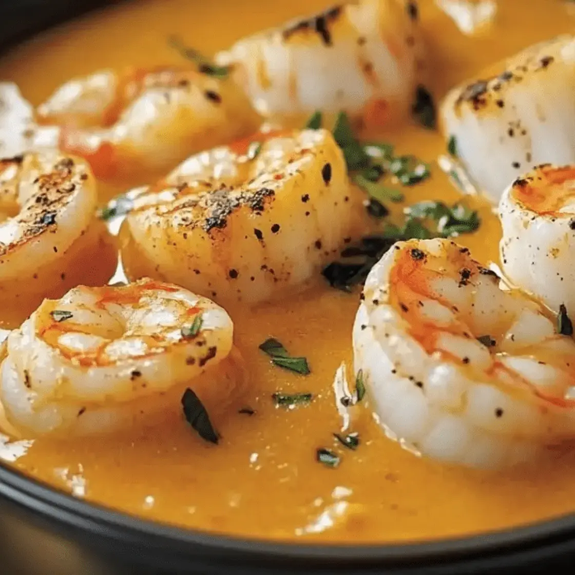 Seafood Bisque with Scallops, Cod, and Shrimp