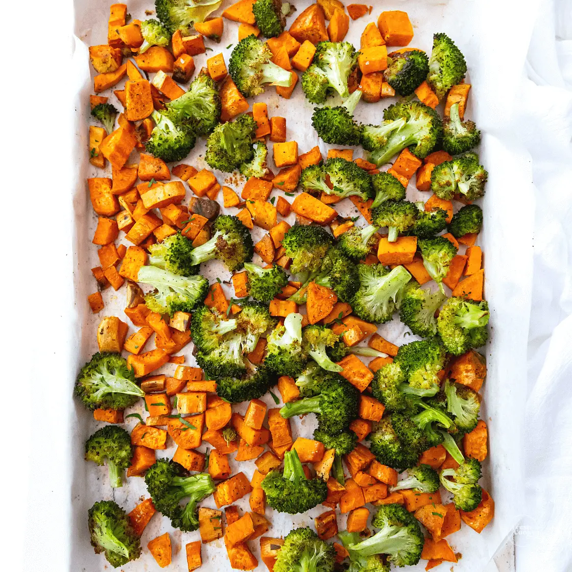 Healthy Oven Roasted Sweet Potatoes and Broccoli