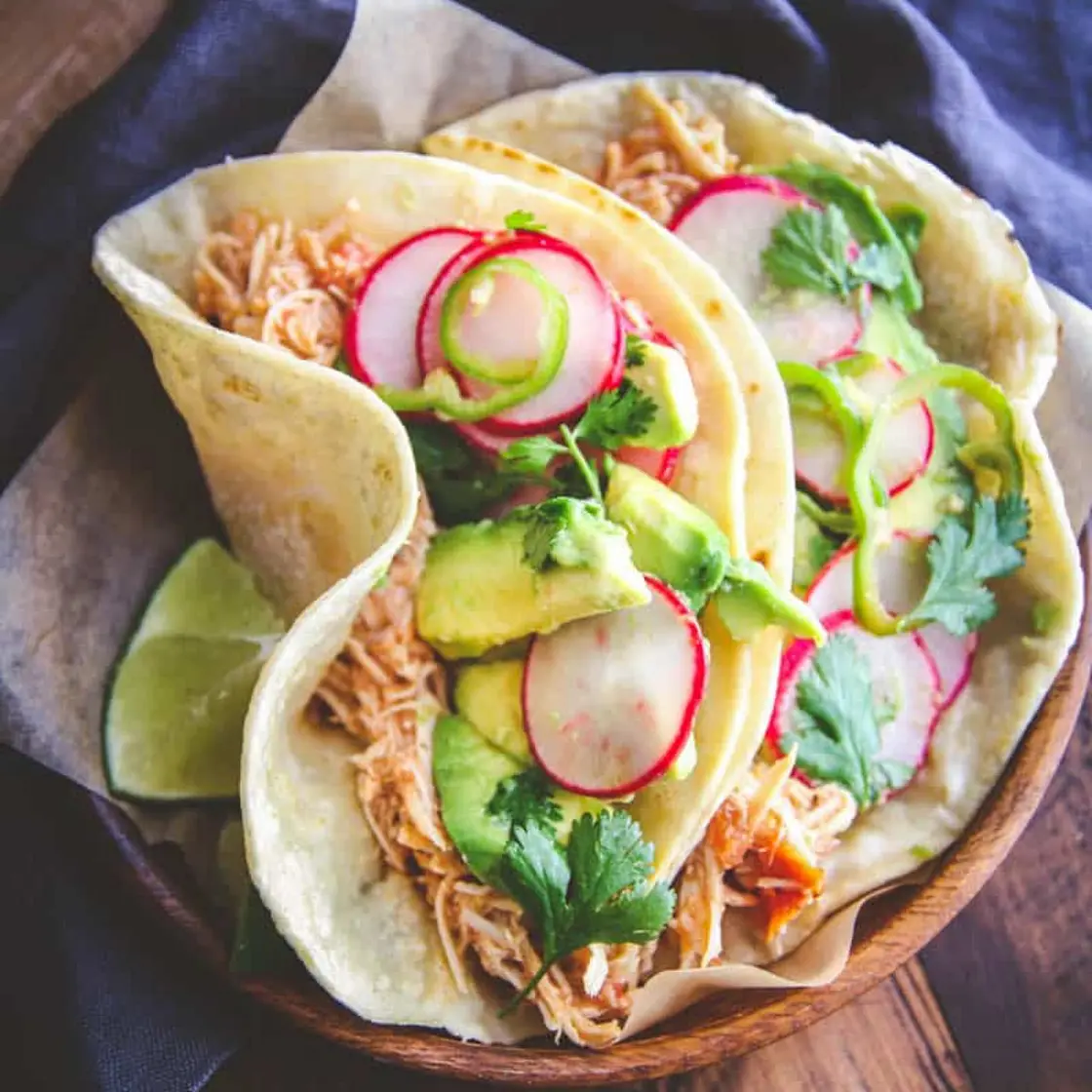Slow Roasted Chicken Tacos with Radish Slaw