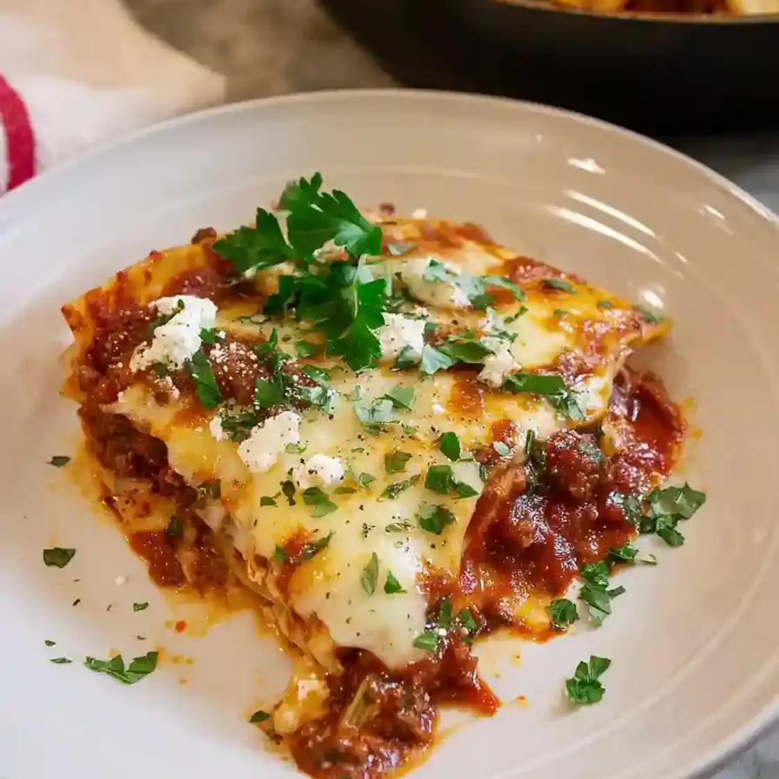 Easy Skillet Lasagna with Three Cheeses