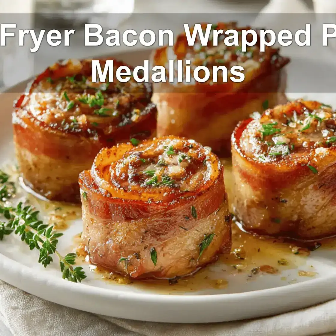 Air Fryer Bacon Wrapped Pork Medallions