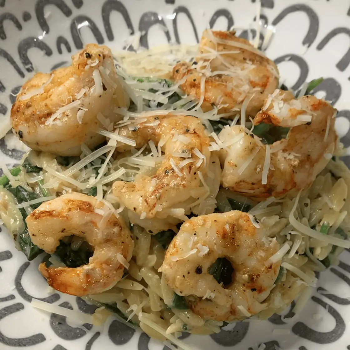 One Pan Creamy Parmesan Orzo with Shrimp