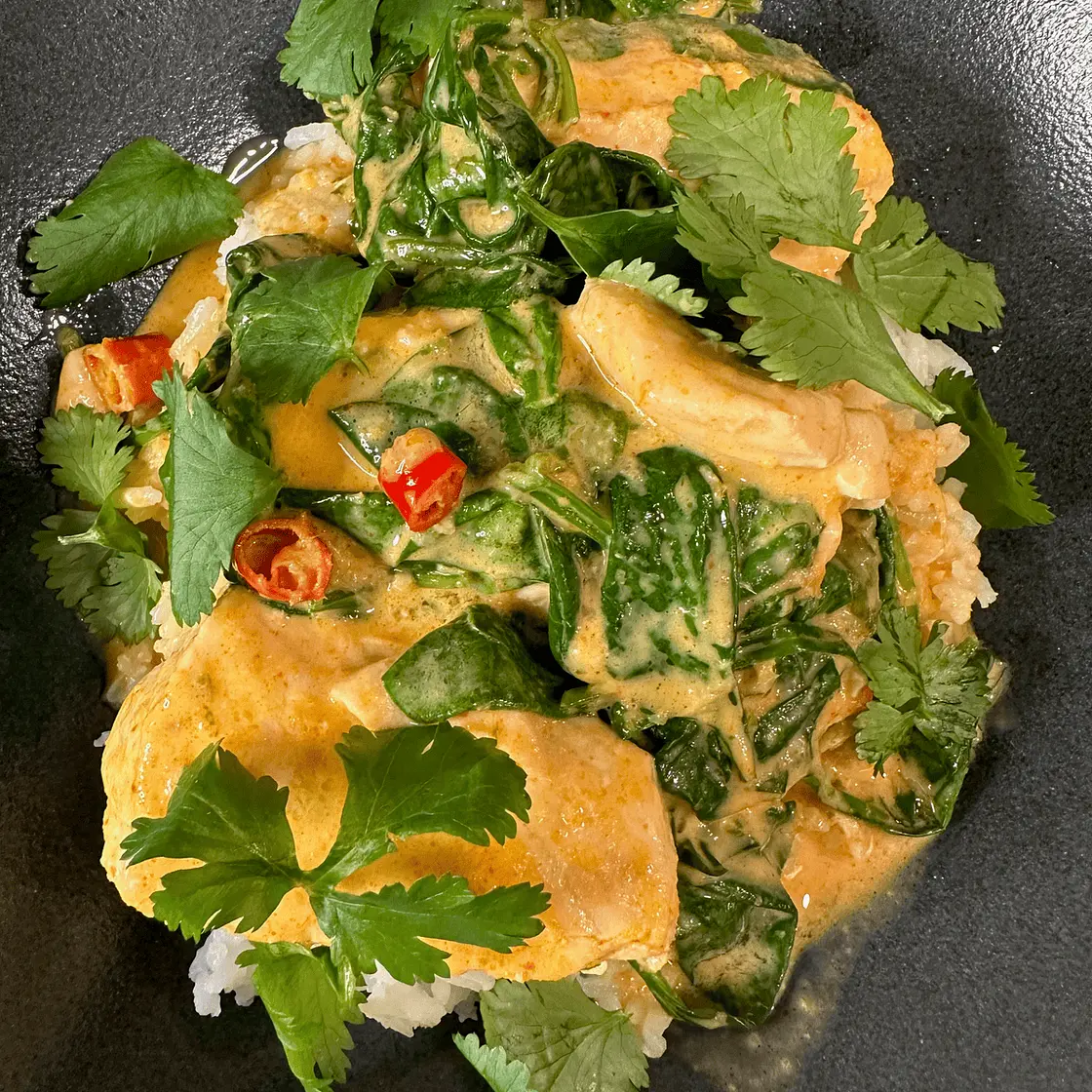 One Pan Salmon Coconut Curry