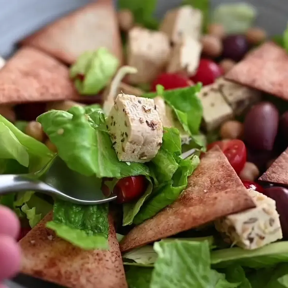Easy Tofu Pita Salad for a High Protein Vegan Diet