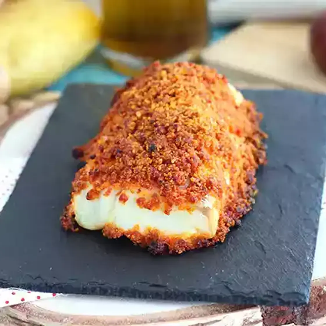 Baked cod with chorizo crust