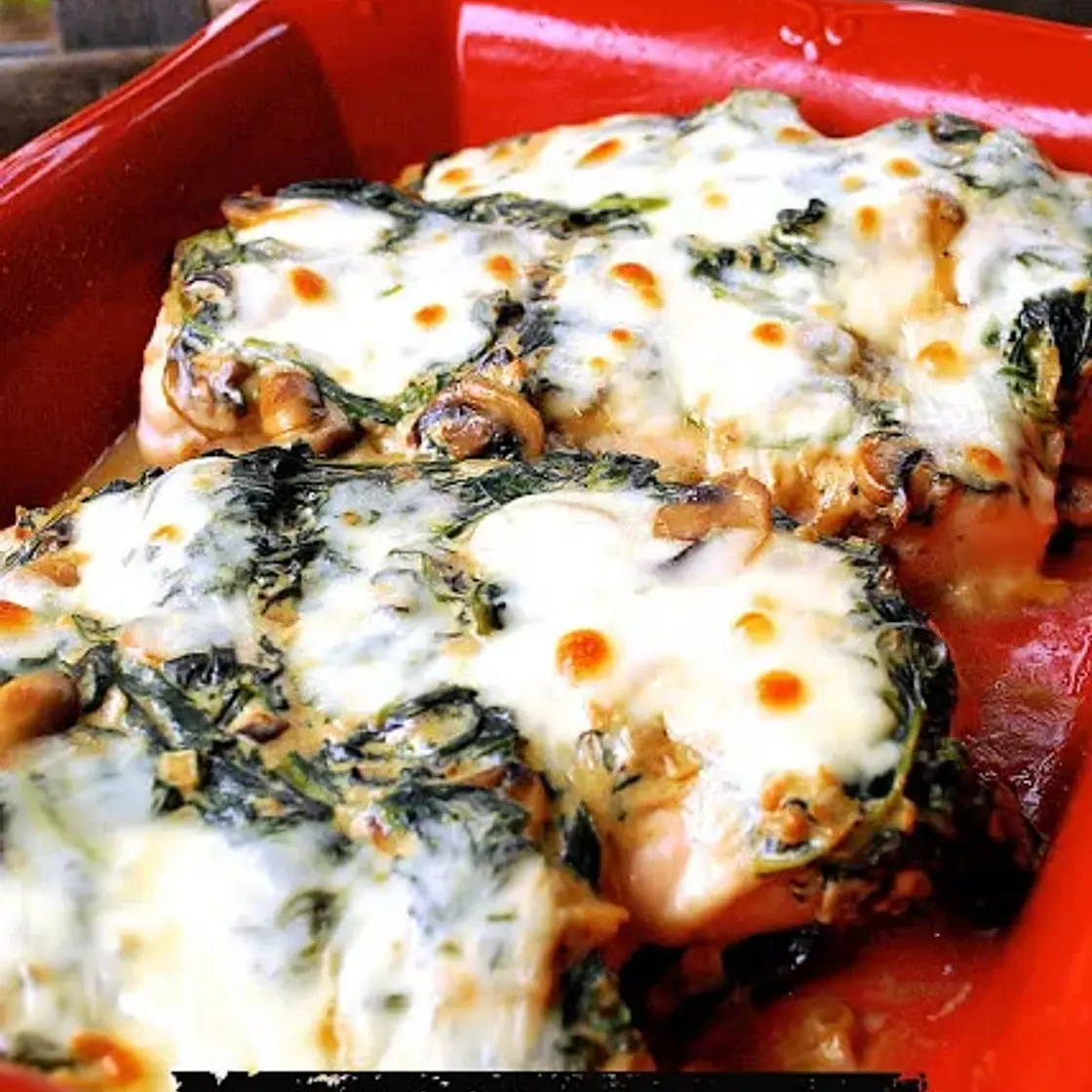 Mushroom Chicken with Creamy Spinach Sauce
