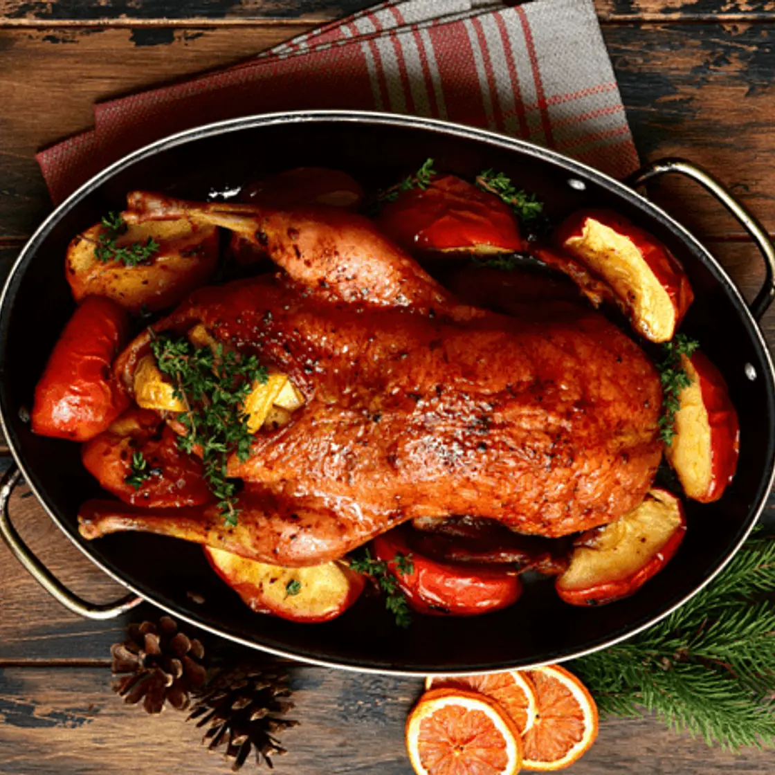 Ente mit Apfel-Orangen-Füllung