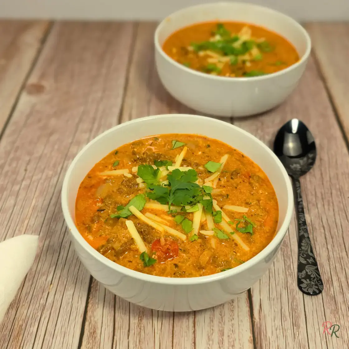 Keto Cottage Cheese Taco Soup with Ground Beef