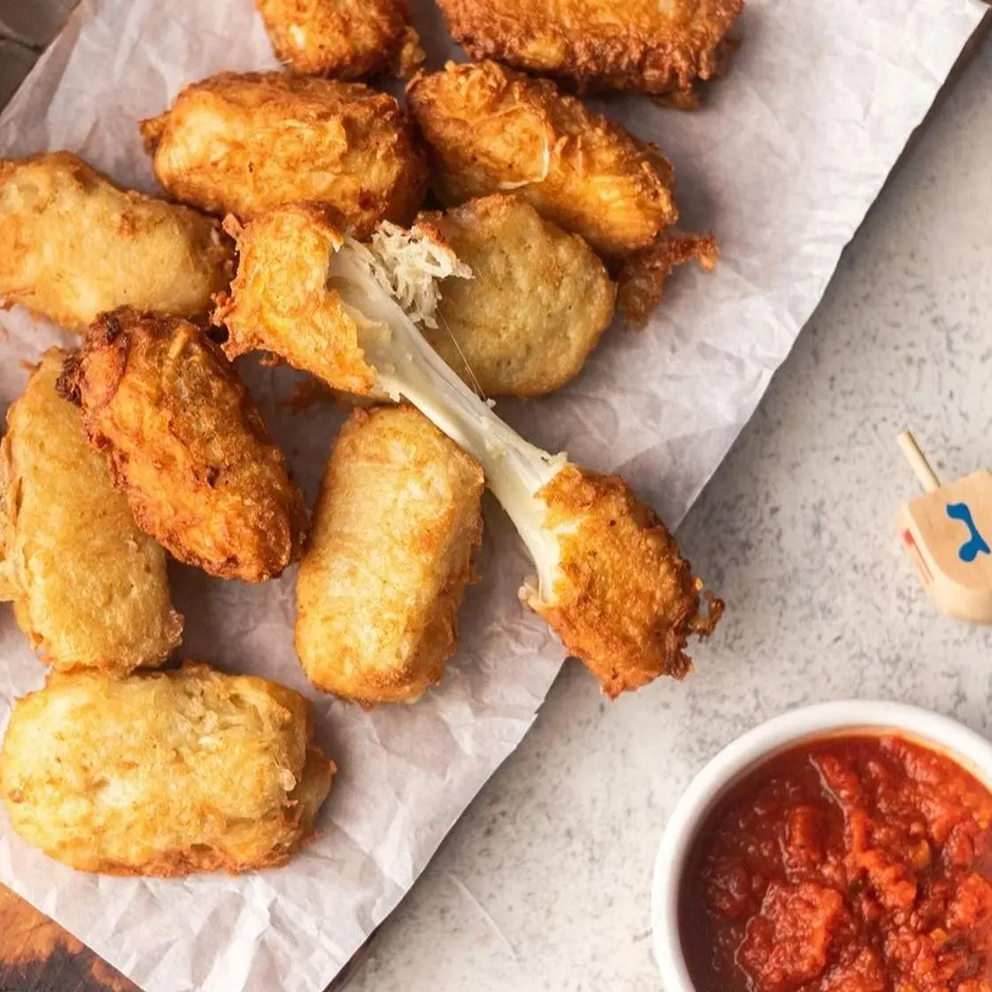 Latke Crusted Mozzarella Sticks