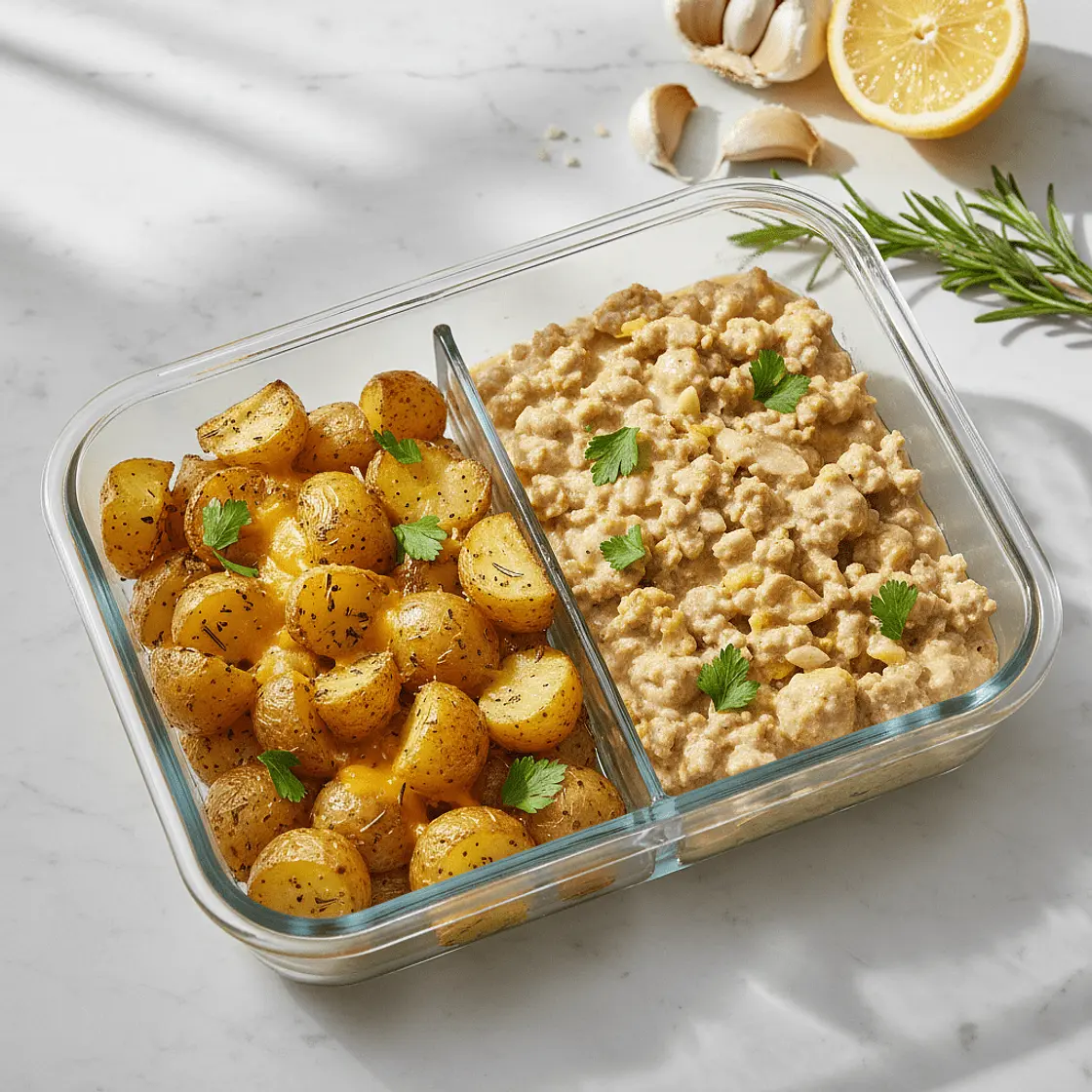 HIGH PROTEIN CREAMY GARLIC TURKEY & POTATOES