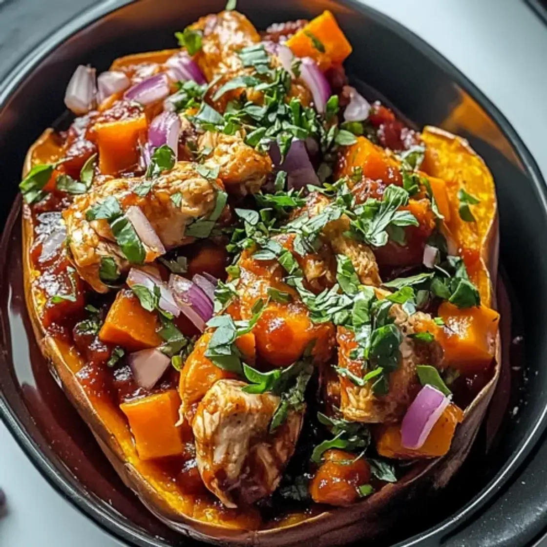 BBQ Chicken Stuffed Sweet Potatoes