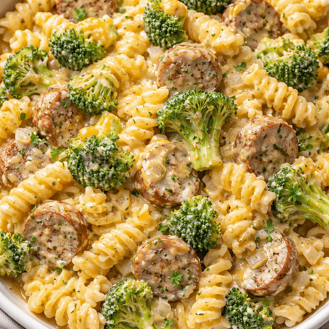 Creamy Cheddar cheese Sausage and broccoli bake
