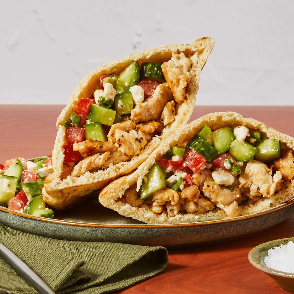 Chicken & Greek Salad Pita Pockets with Feta
