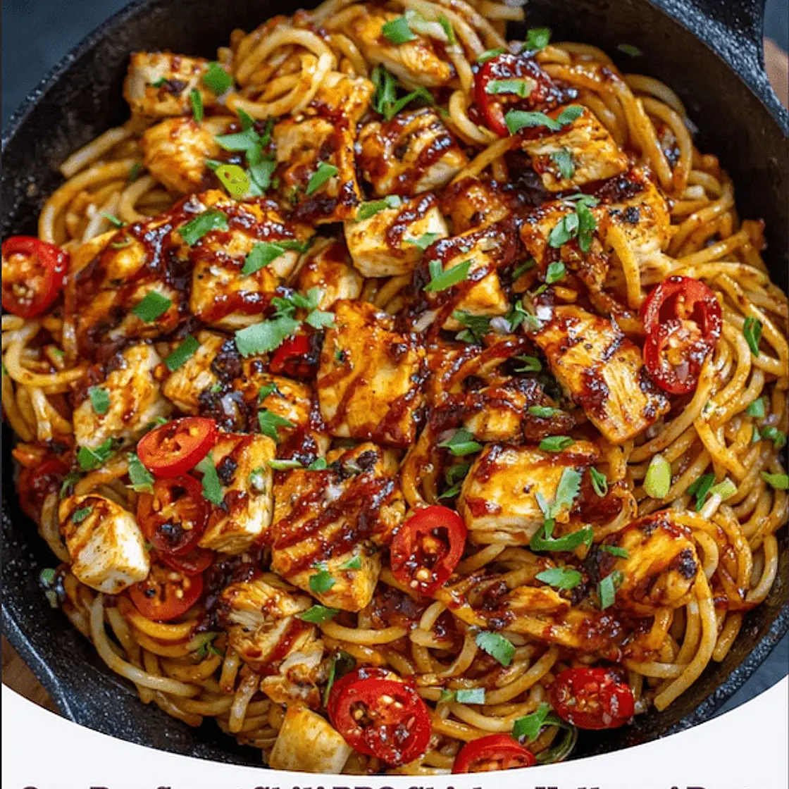 One-Pan Sweet Chili BBQ Chicken Halloumi pasta