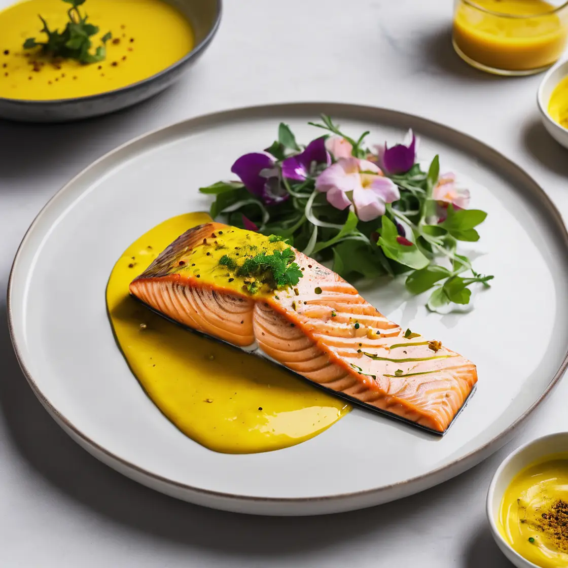 Salmon with Turmeric Dressing