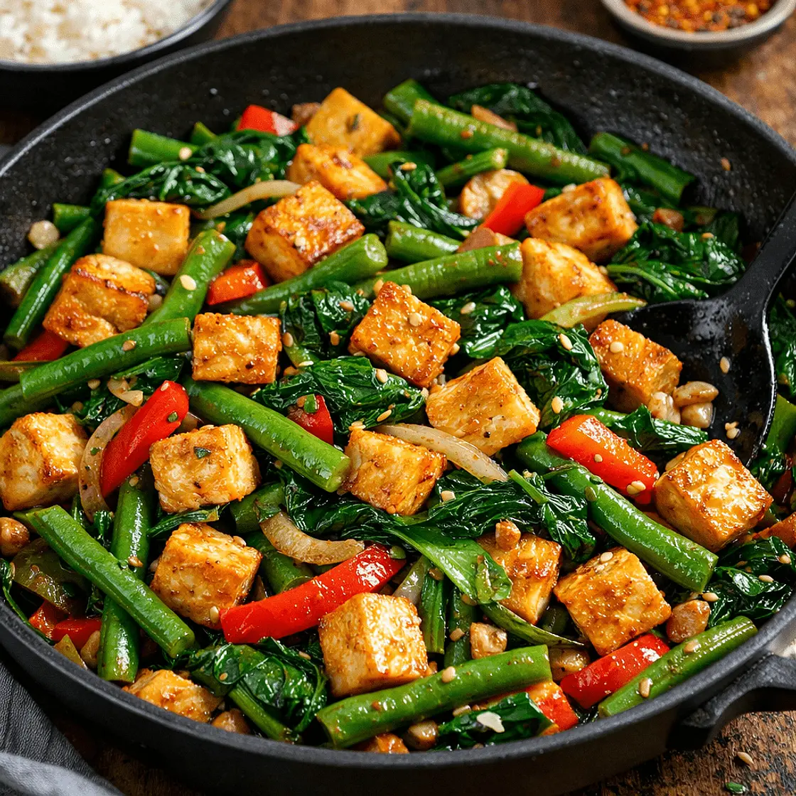 Green Bean, Spinach & Tofu Stir-Fry
