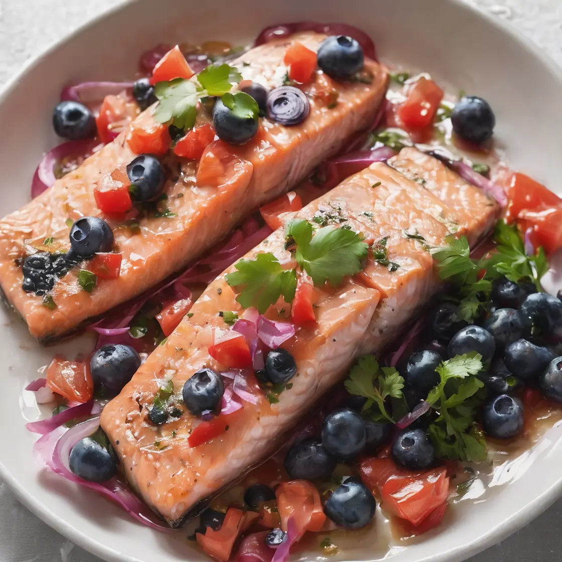 Baked Salmon with Blueberry Salsa