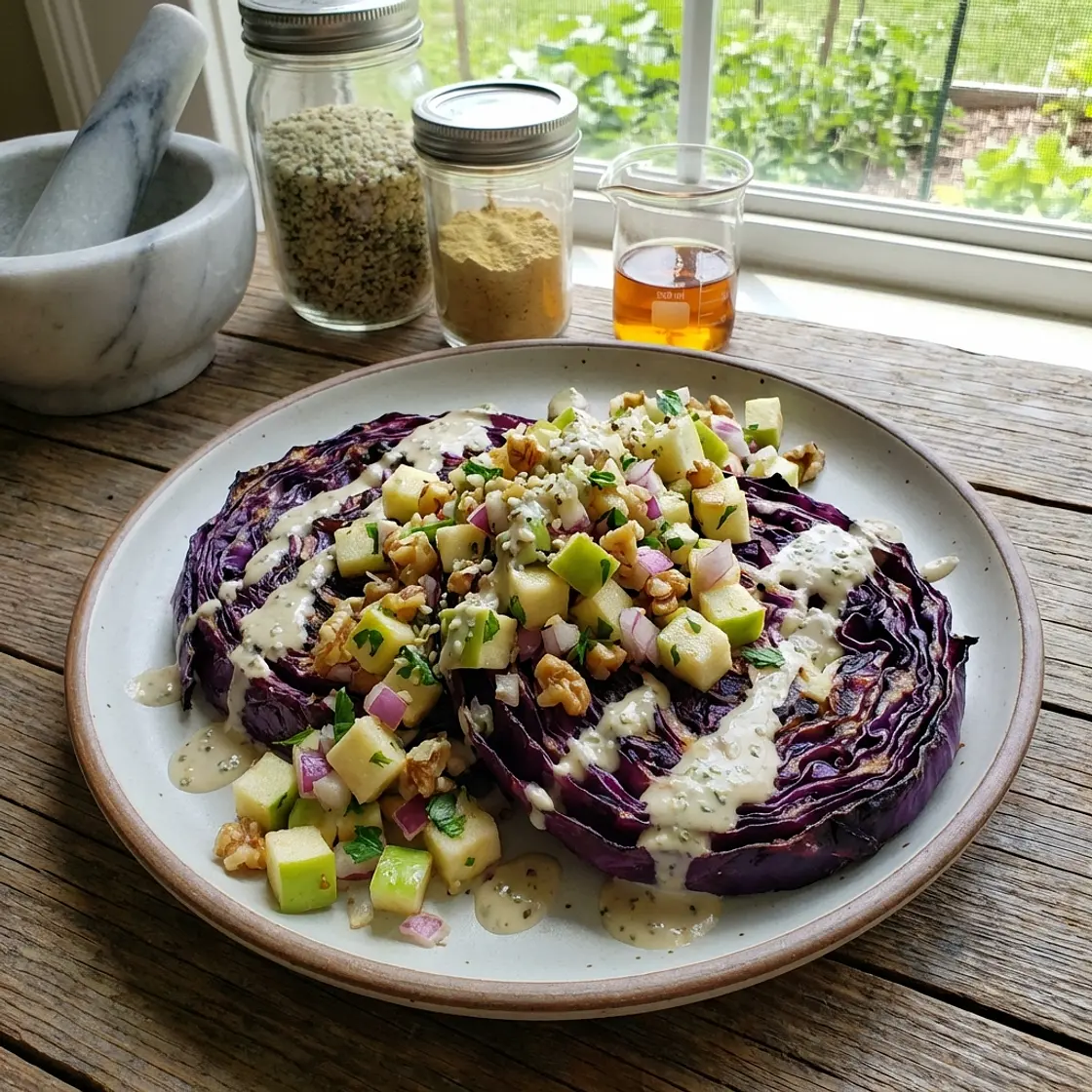 Senolytic Red Cabbage Steaks with Quercetin-Apple Relish