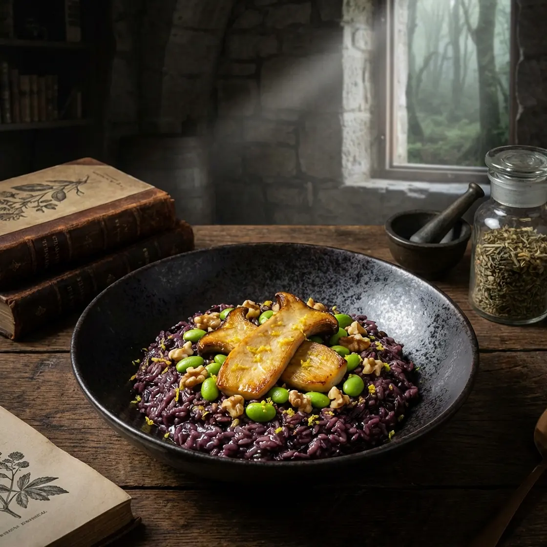 Imperial Black Vitality Risotto with King Trumpet & Aged Garlic