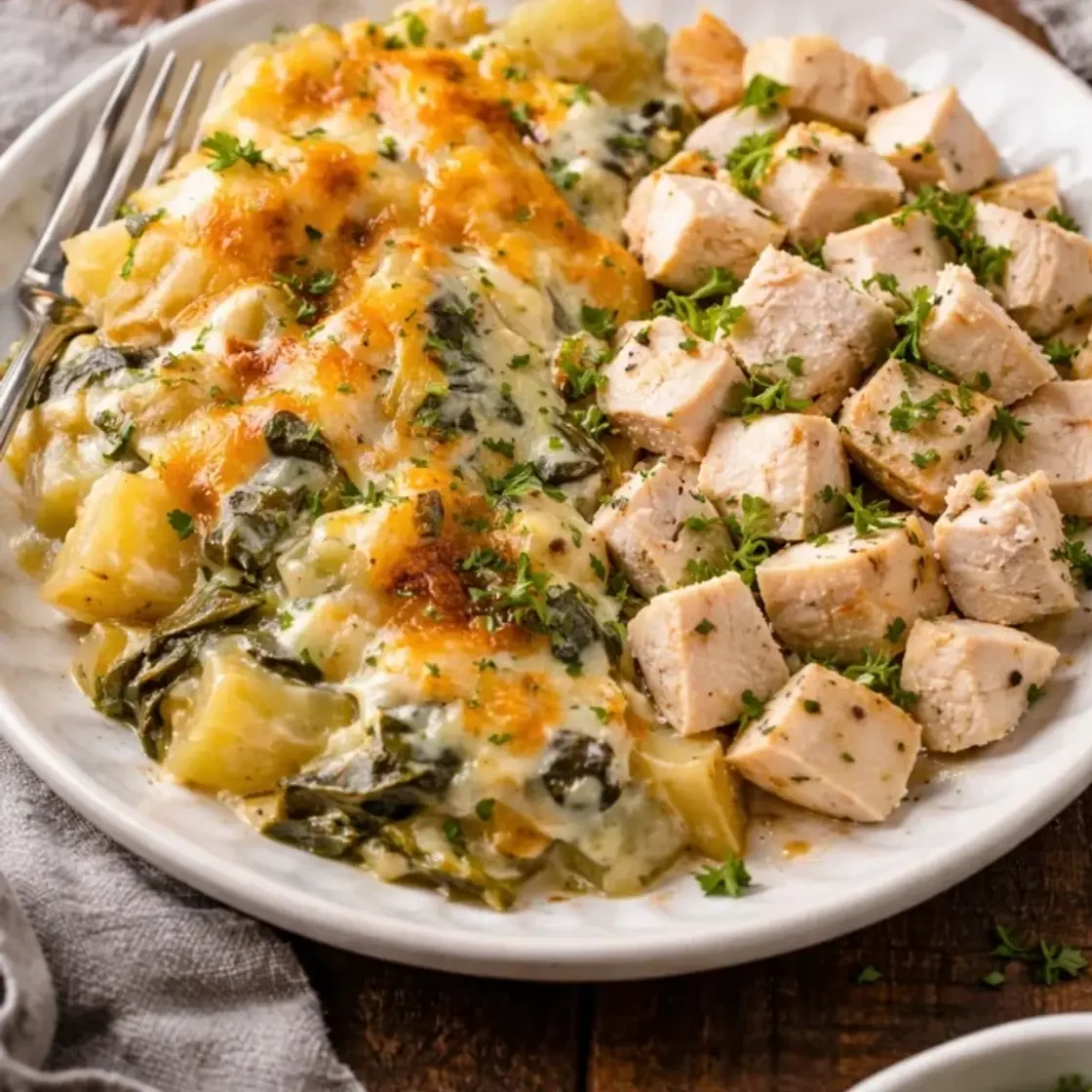 Spinach Artichoke Au Gratin Potatoes