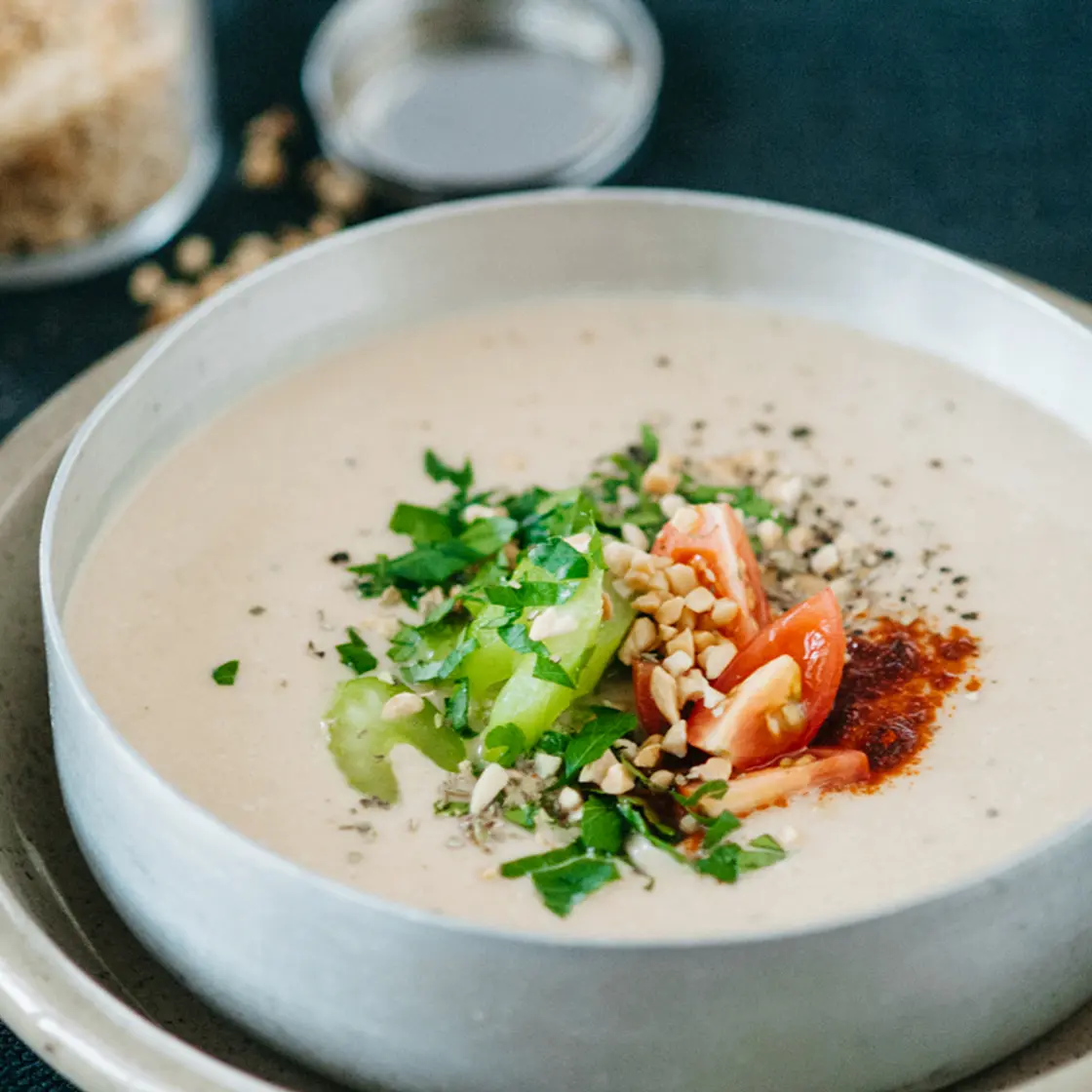 Quick Italian style chickpea peanut soup