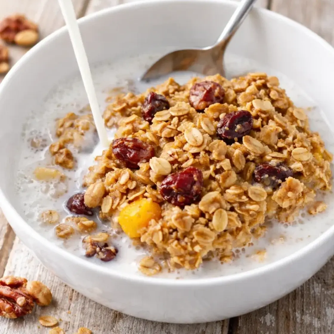 Overnight Baked Oatmeal With Dried Fruit and Nuts