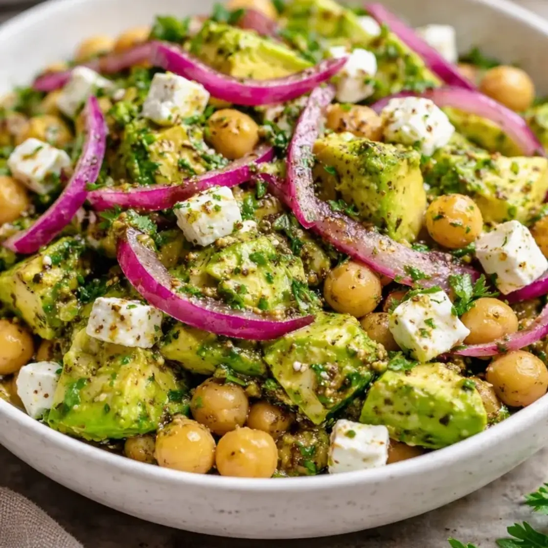 Chickpea Feta Avocado Salad