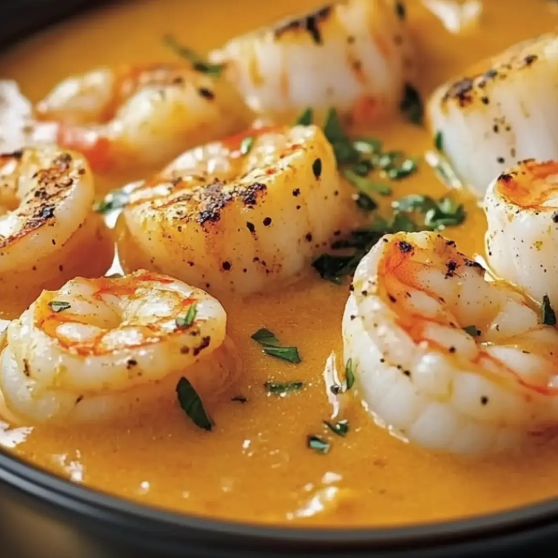 Seafood Bisque with Scallops, Cod, and Shrimp
