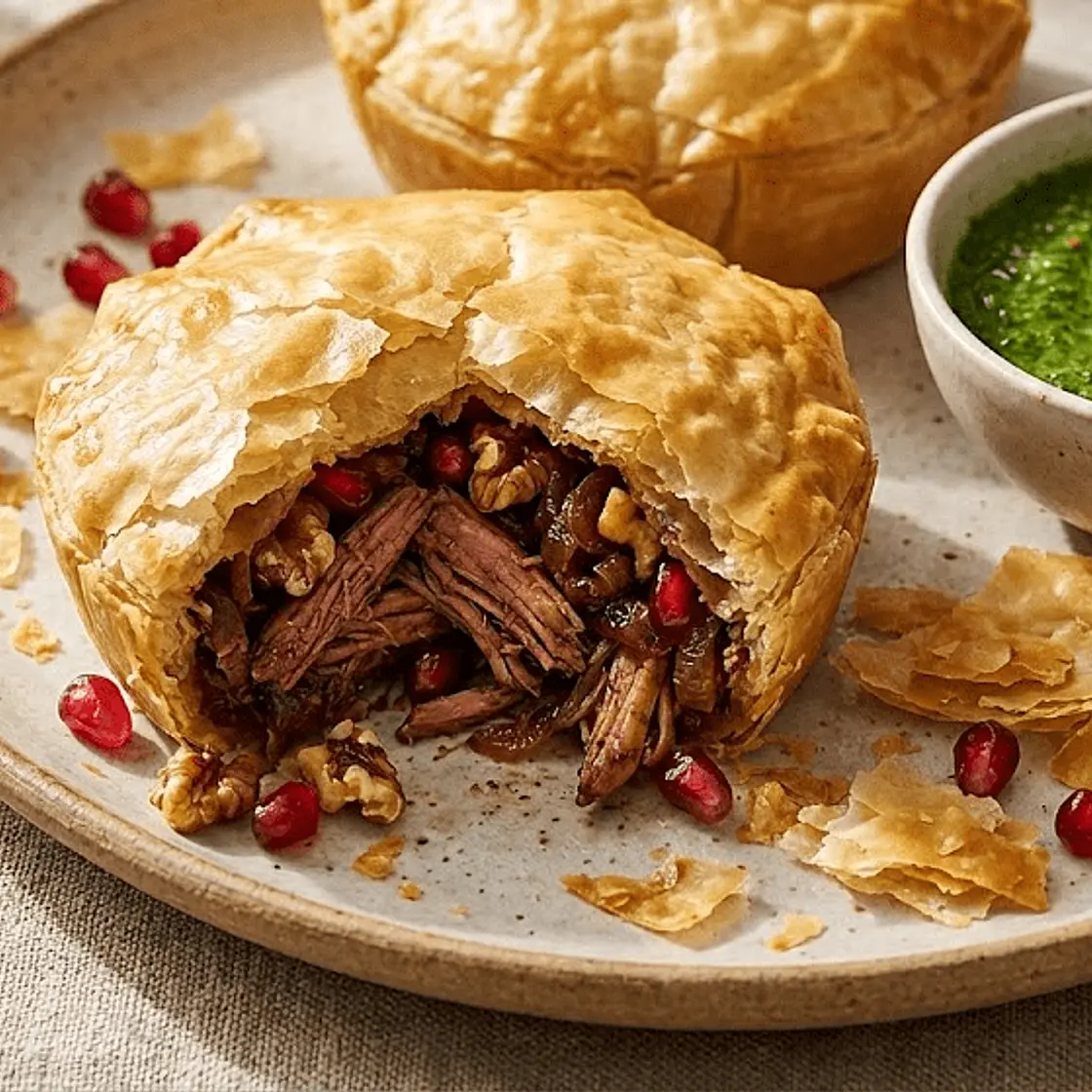 Slow-Cooked Chicken and Pomegranate Pies