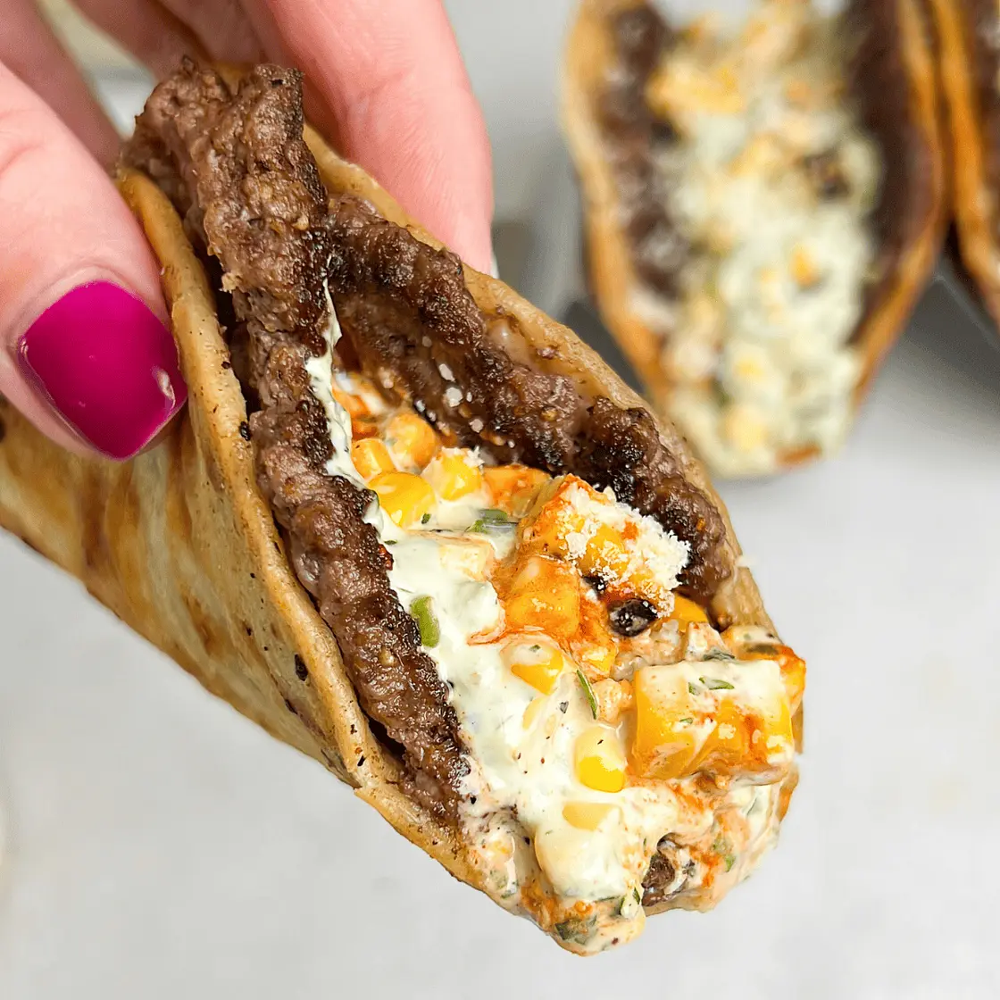 Street Corn Smash Burger Tacos