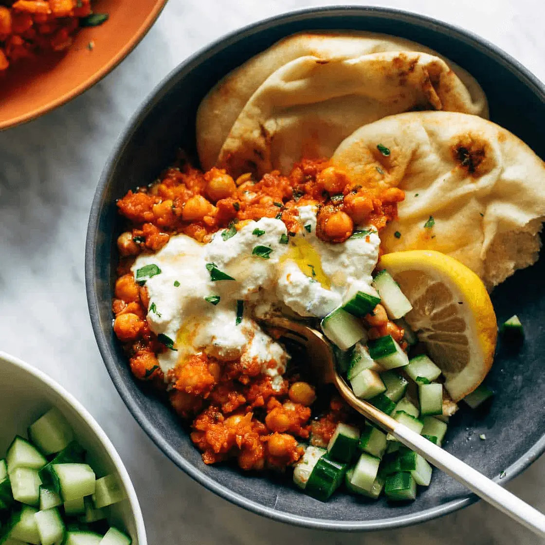 Harissa Chickpeas with Whipped Feta