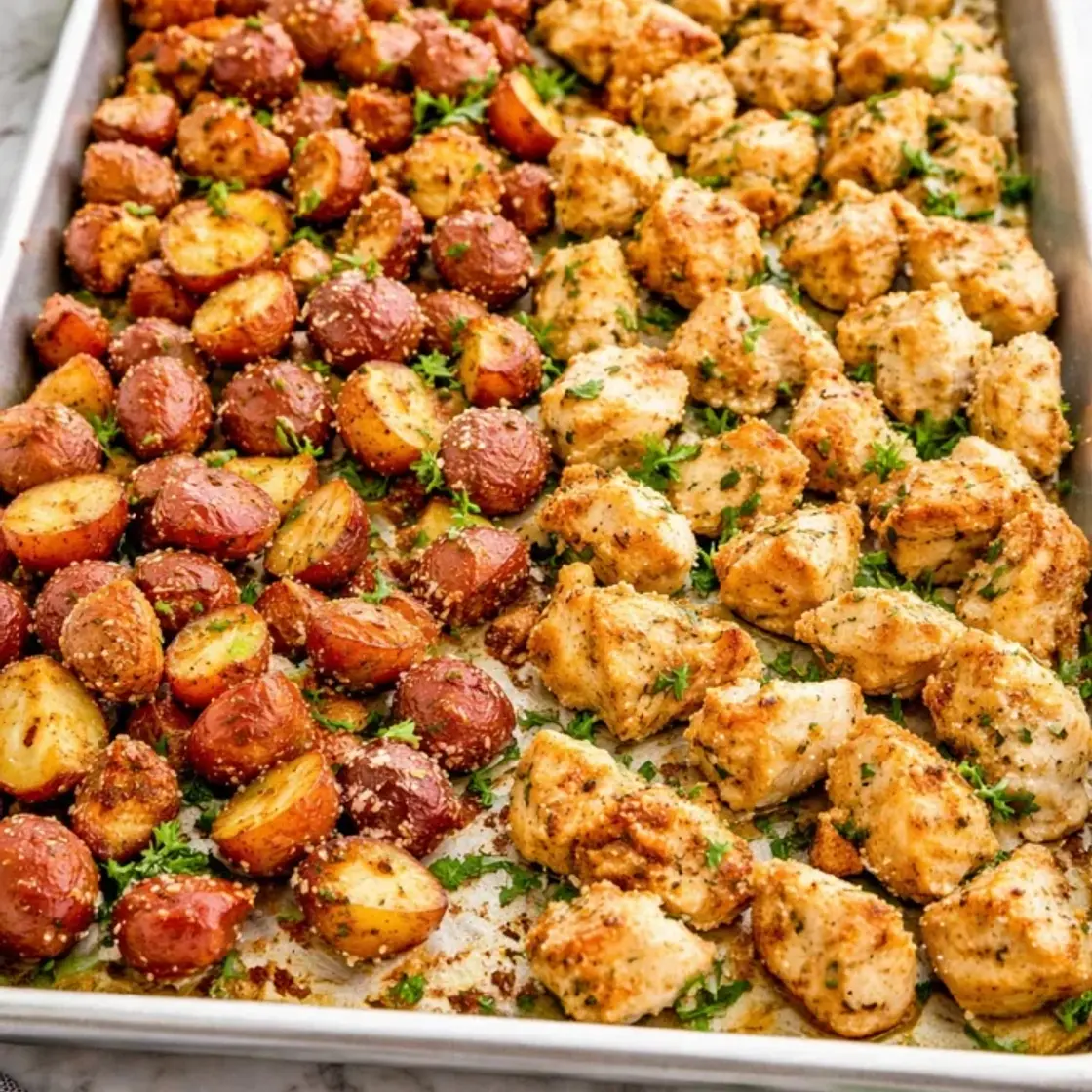 Baked Garlic Parmesan Chicken and Potatoes