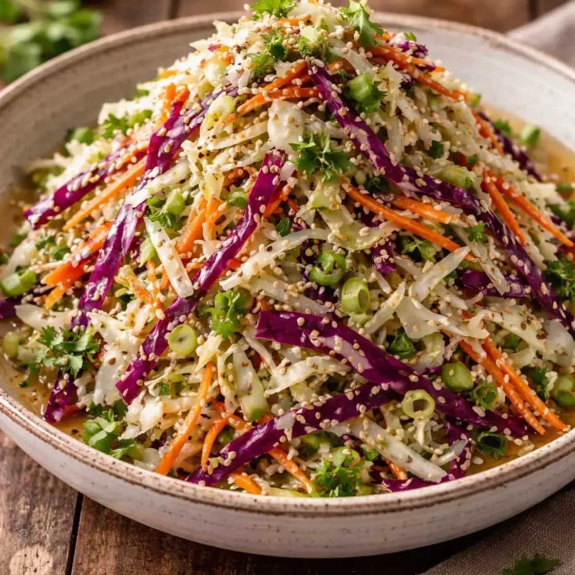 Crunchy Asian Cabbage Slaw with Addictive Sesame Dressing