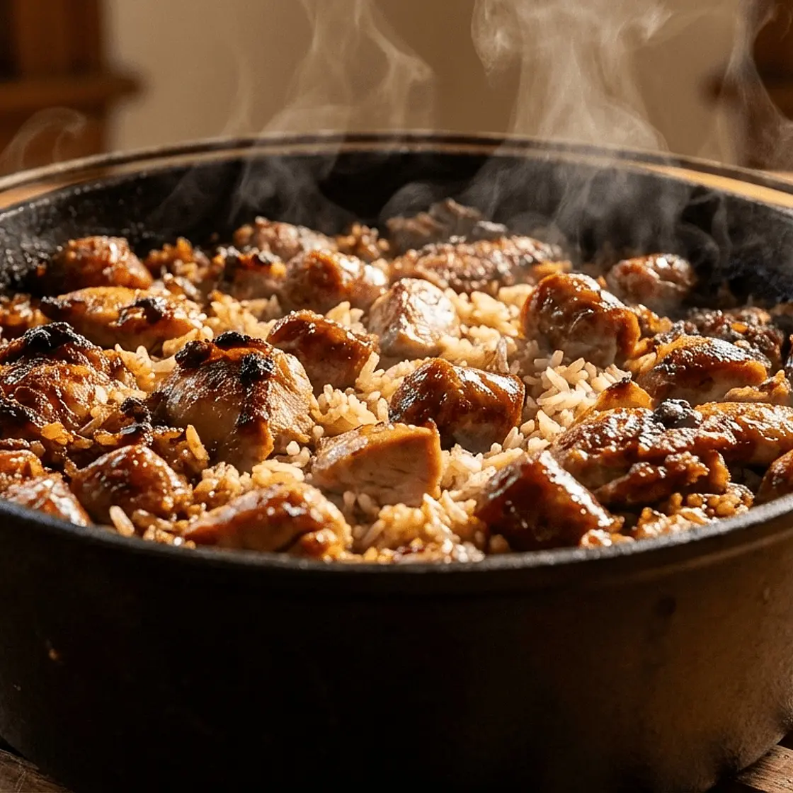 Honey Garlic & Chicken Brown Jambalaya (Dutch Oven)