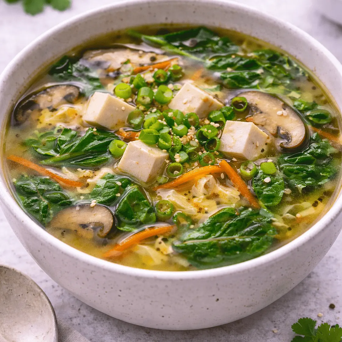 Ginger-Miso Spring Green & Egg Drop Soup