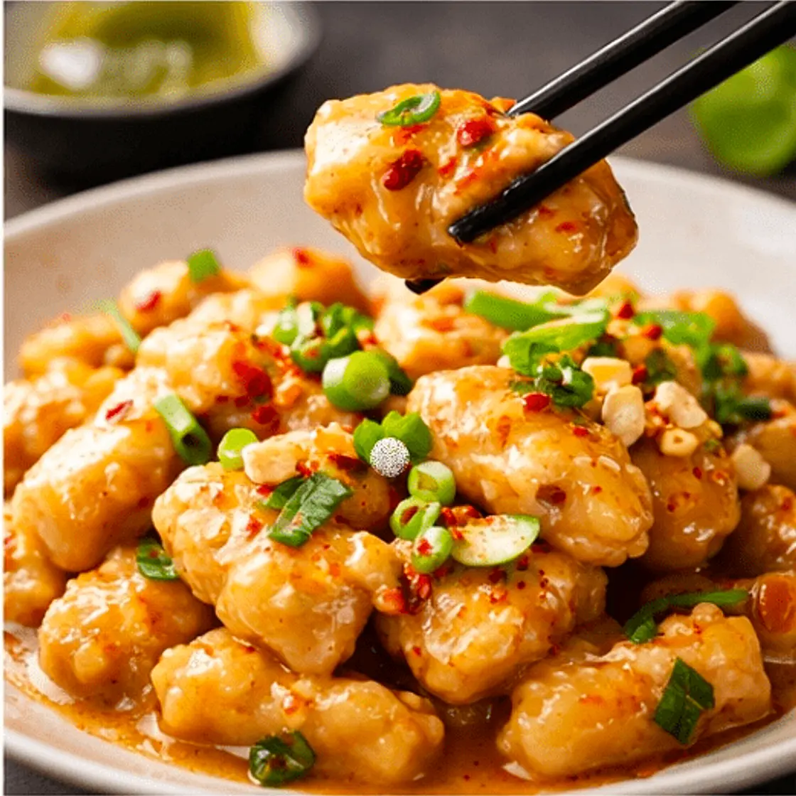 White Bean Dumplings with Peanut–Soy Sauce