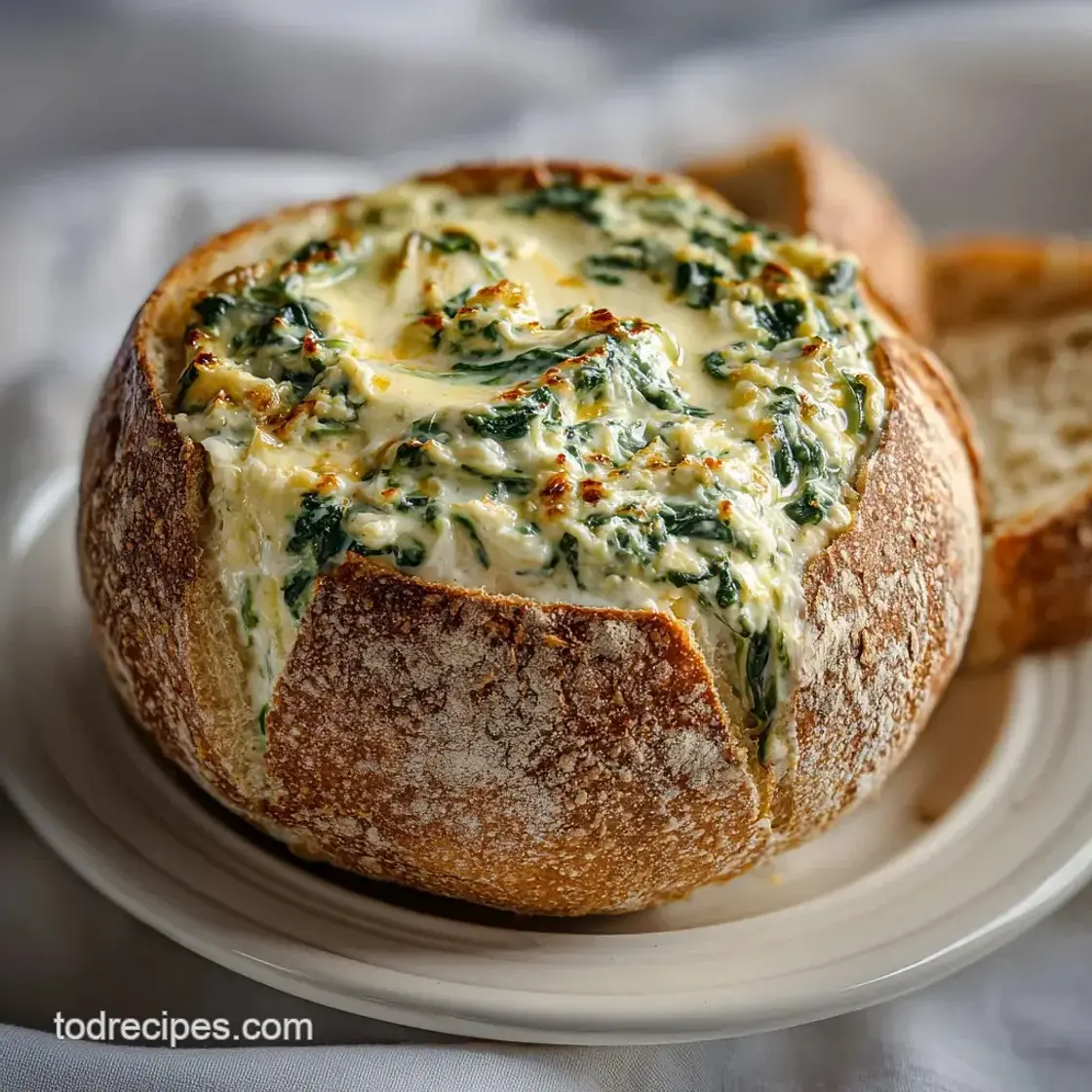 Spinach Dip in a Bread Bowl: Chilled & Creamy